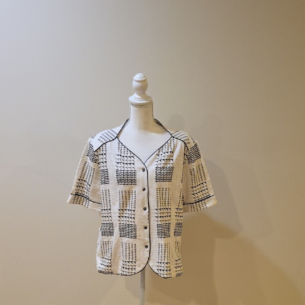 Plaid Button-Up Blouse